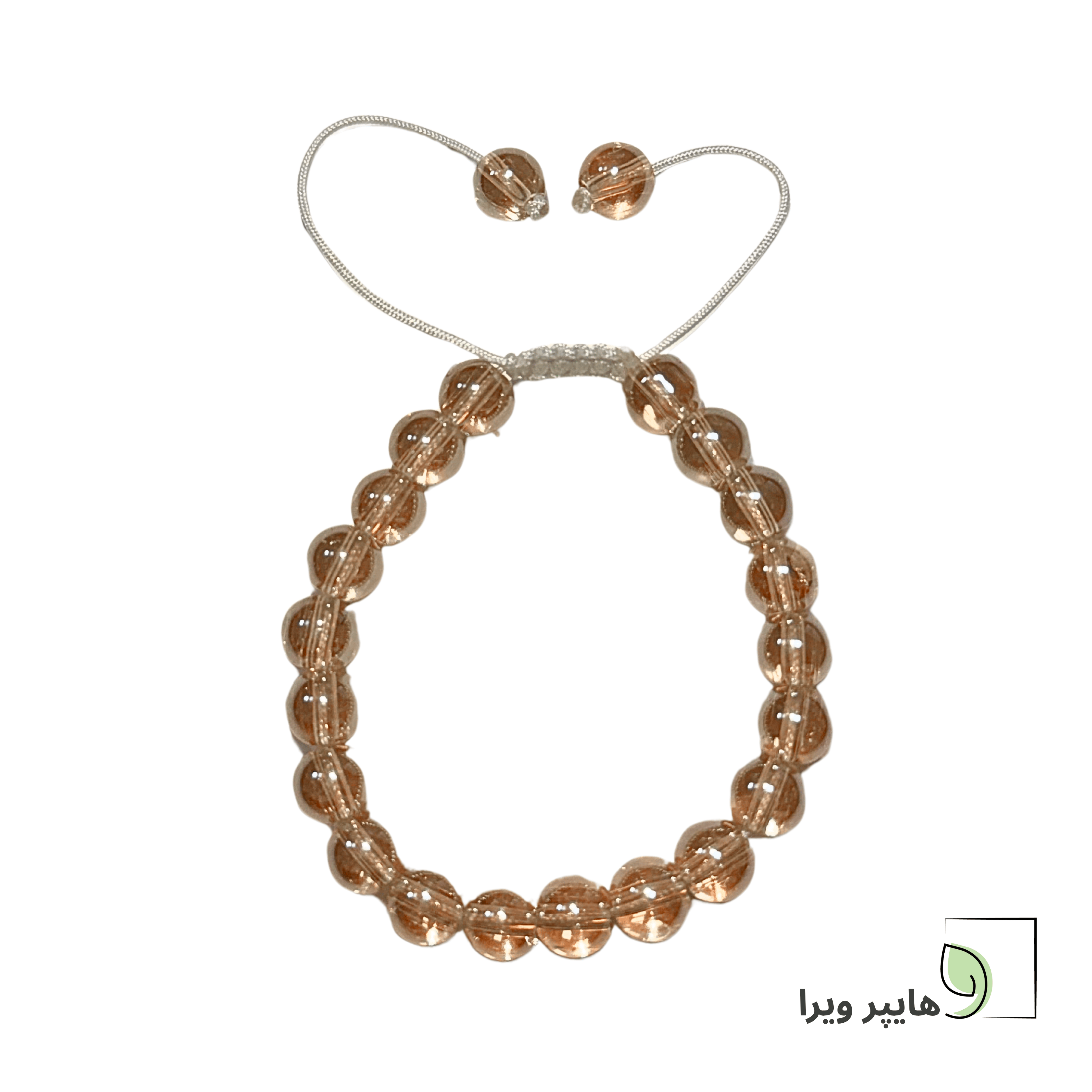 دستبند دخترانه سنگی شفاف رنگ کرم | رنگ ثابت