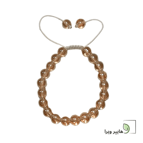 دستبند دخترانه سنگی شفاف رنگ کرم | رنگ ثابت