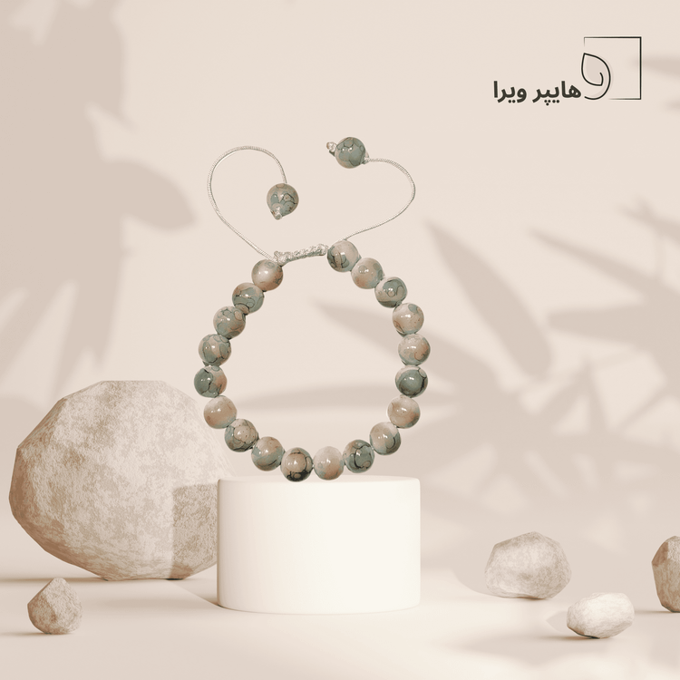 دستبند سنگی دخترانه شیک با رنگ ترکیبی