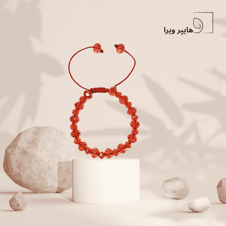 دستبند کریستالی دخترانه با رنگ نارنجی شفاف