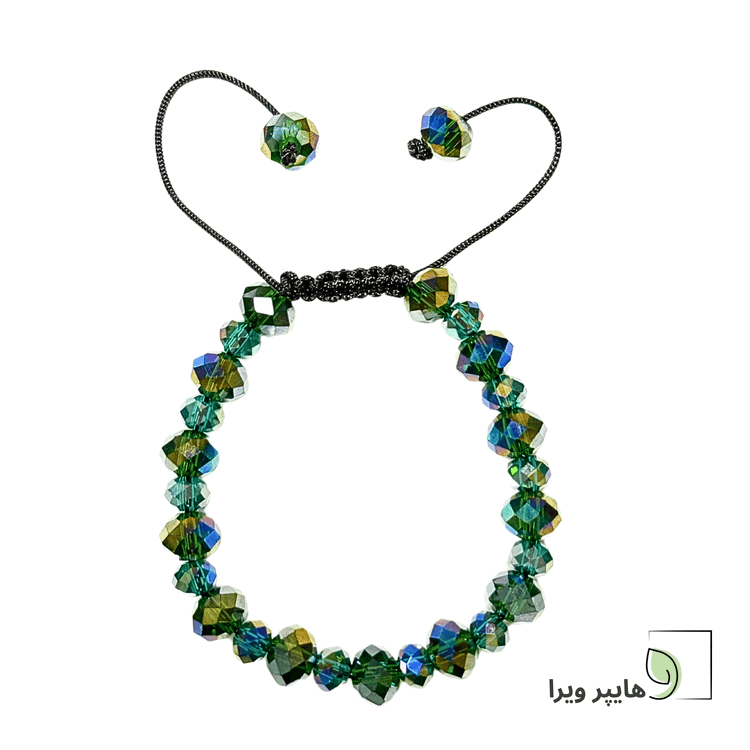 دستبند کریستالی دخترانه با مهرههای براق چندرنگ