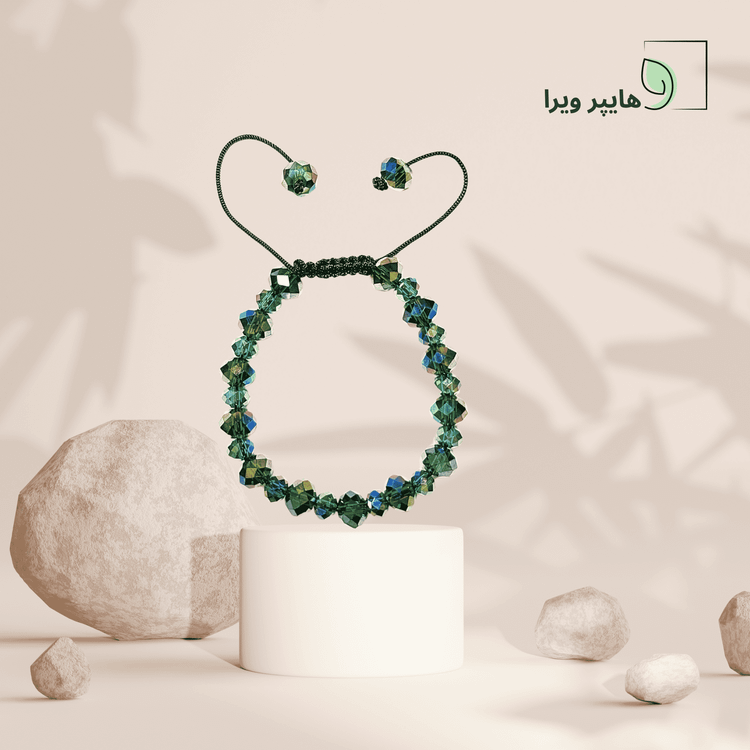 دستبند کریستالی دخترانه با مهرههای براق چندرنگ