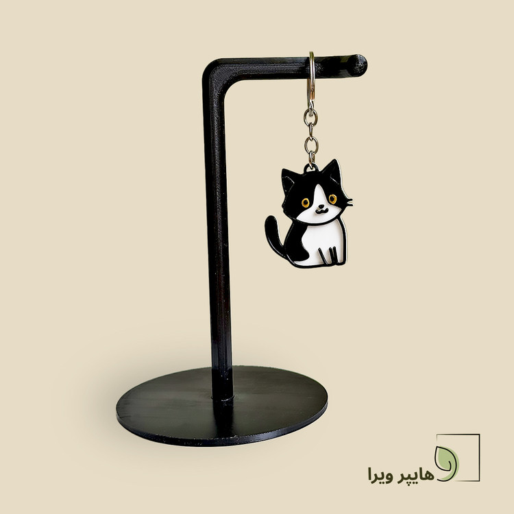 جاکلیدی طرح گربه تاکسیدو رنگ سفید مشکی