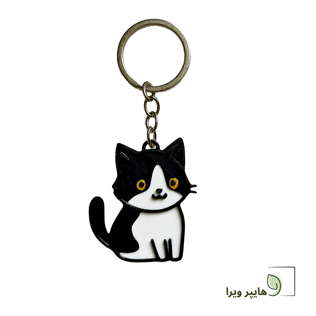 جاکلیدی طرح گربه تاکسیدو رنگ سفید مشکی