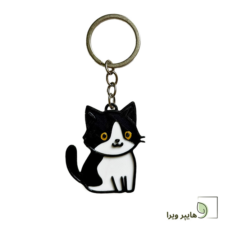 جاکلیدی طرح گربه تاکسیدو رنگ سفید مشکی