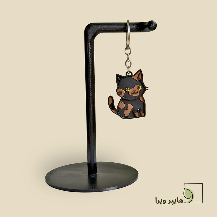 جاکلیدی طرح گربه تاکسیدو | رنگ مشکی قهوه ای