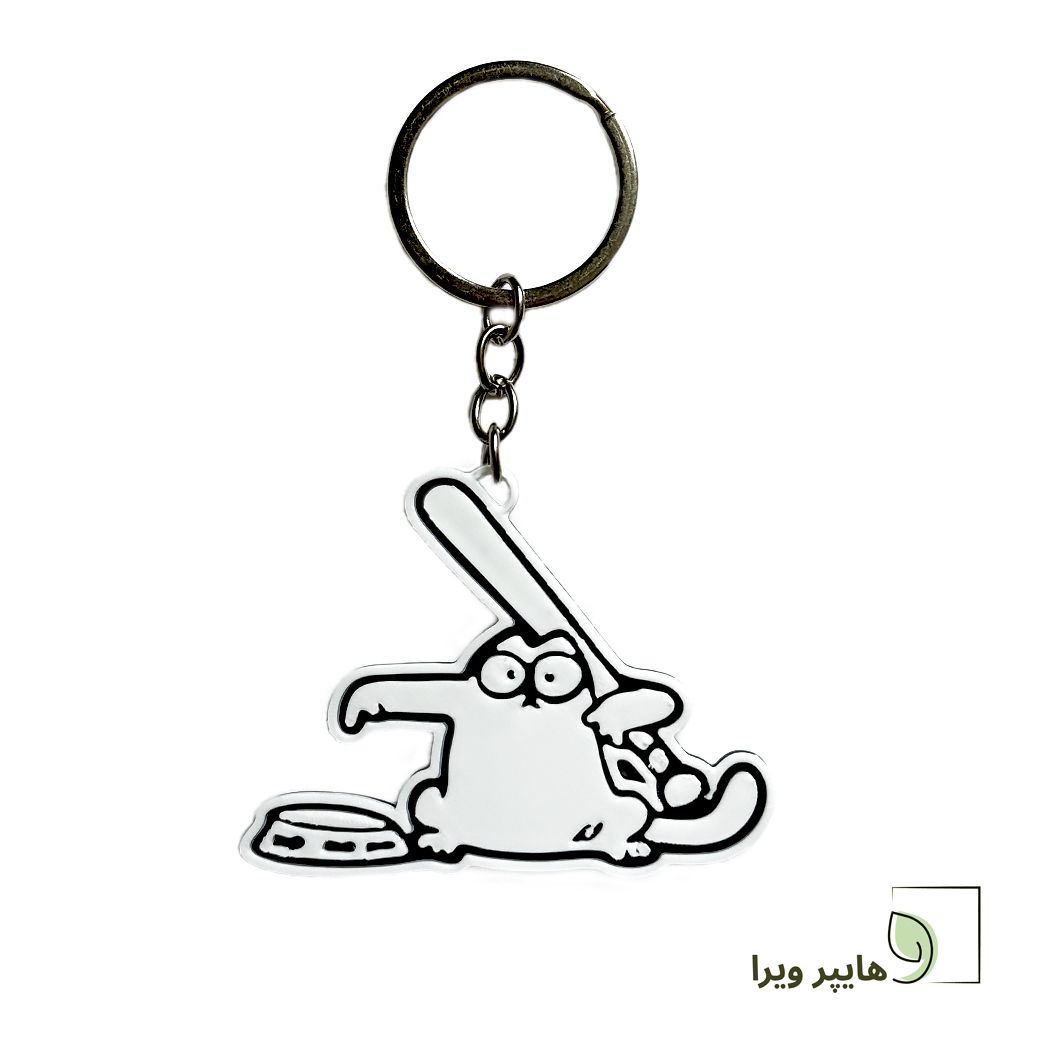 جاکلیدی طرح گربه سایمون با چوب بیسبال