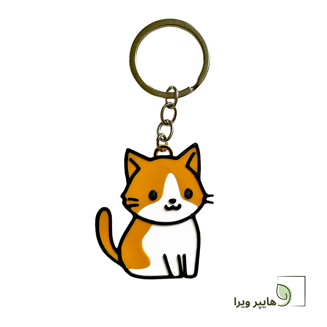 جاکلیدی طرح گربه نارنجی رنگ