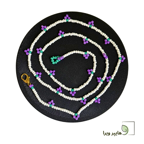 گردنبند دست ساز سفید و بنفش