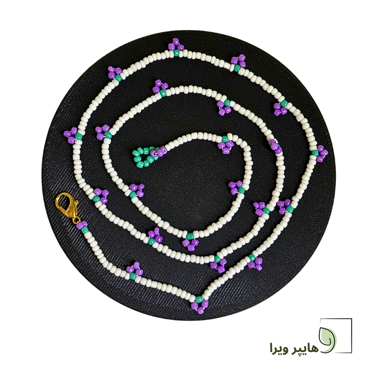 گردنبند دست ساز سفید و بنفش